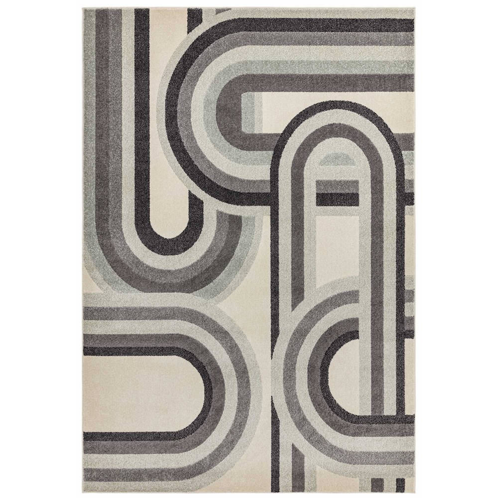 Nova Retro Geometric Rugs NV29 in Grey